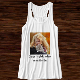 Personalized Cute Cat Mom Family Pet Photo White Tank Top