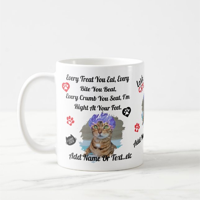 Personalized Cute Cat Mug for Cat Lovers - Funny  (Left)