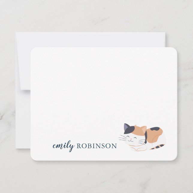 Personalized Cute Cat Note Card (Front)