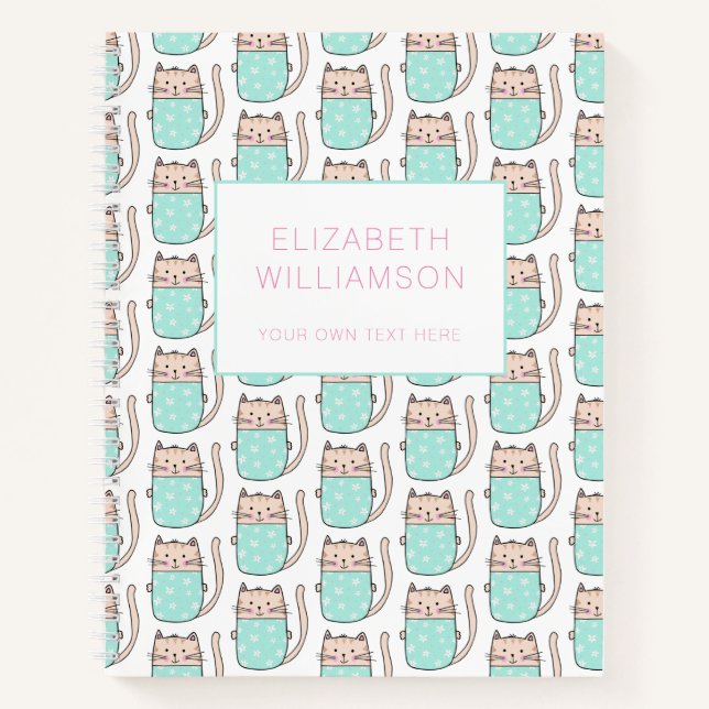 Personalized Cute Cat pattern Notebook (Front)