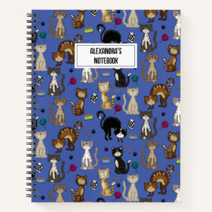 Personalized Cute Cat Pattern Notebook