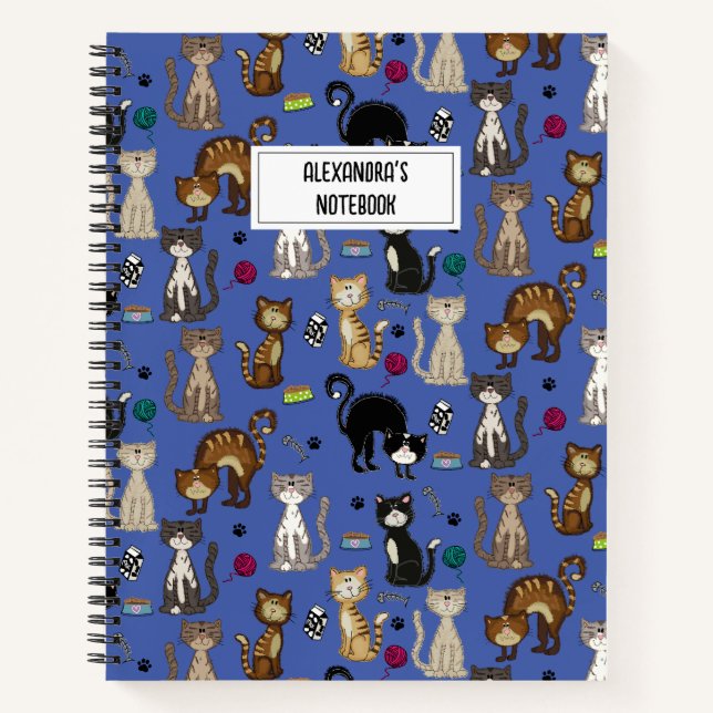 Personalized Cute Cat Pattern Notebook (Front)