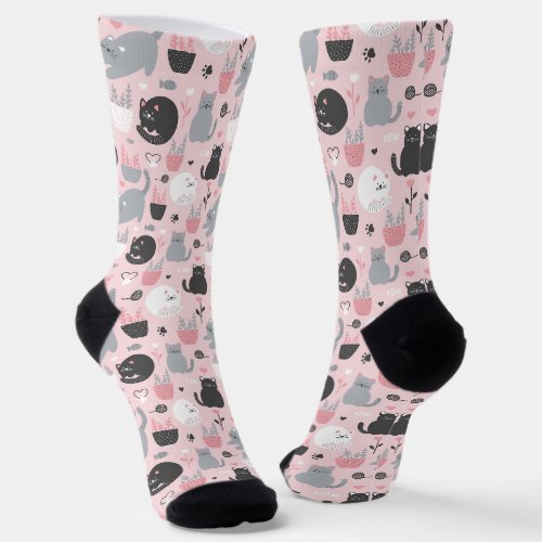 Personalized Cute cat pattern  Socks