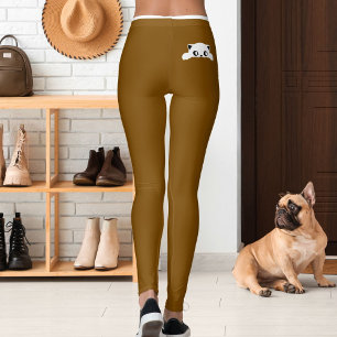 Personalized Cute Cat Pet Brown White Stripes Gift Leggings