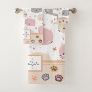 Personalized Cute Cat Seamless Pattern Kids