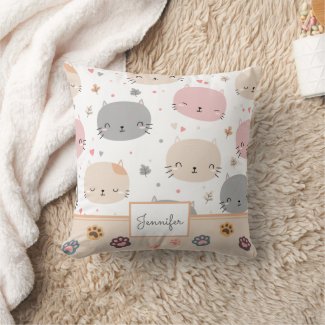 Personalized Cute Cat Seamless Pattern Kids