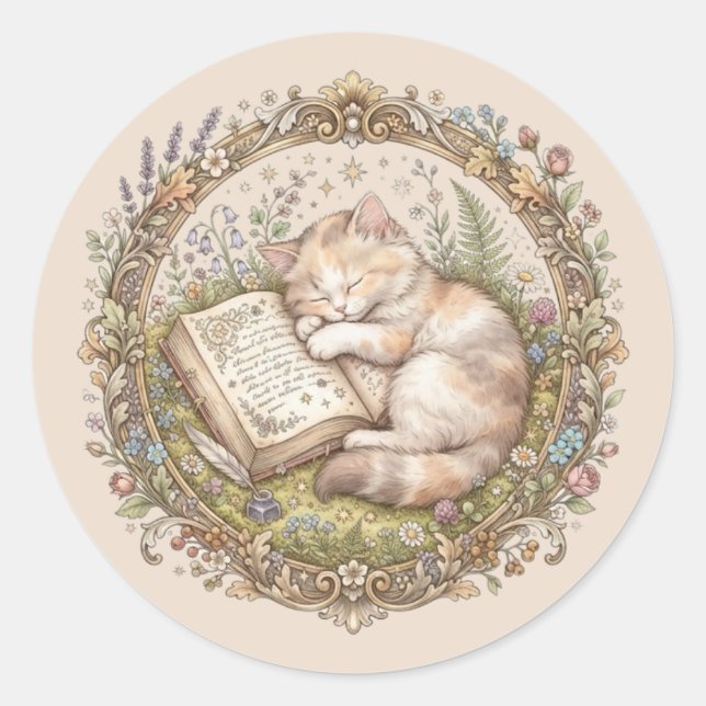Personalized Cute Cat  sticker (Front)