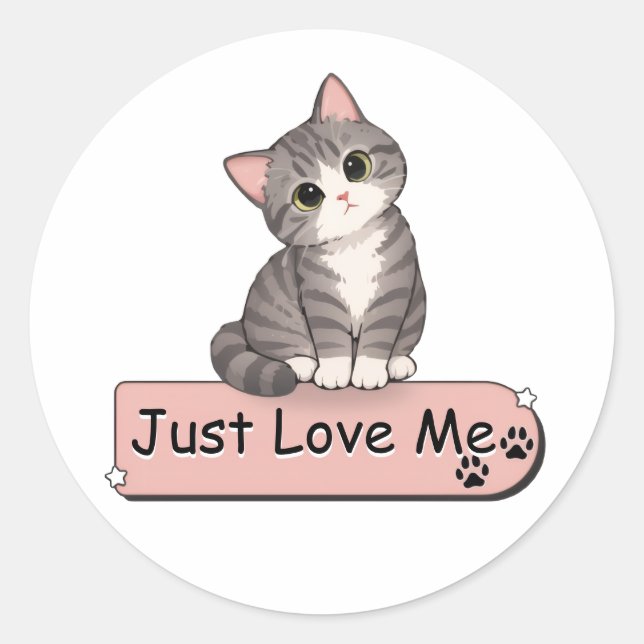 Personalized Cute Cat Sticker (Front)