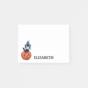 Personalized Cute Cat with Pumpkin Post-it Notes