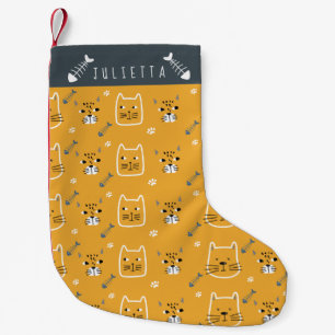 Personalized Cute Cats Modern Pattern Small Christmas Stocking