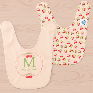 Personalized Cute Cherry Dessert Name Baby Bib