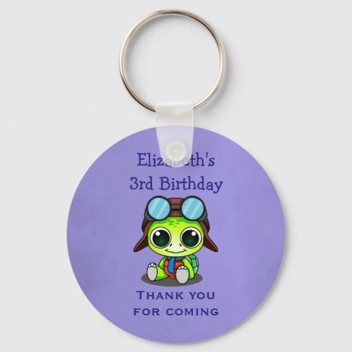 Personalized Cute Chibi Turtle Birthday Favor Keychain