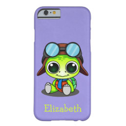 Personalized Cute Chibi Turtle in Aviator Hat Barely There iPhone 6 Case