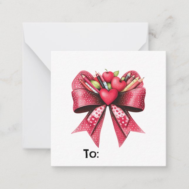 Personalized Cute Chic Pink Teacher School Note Card (Front)