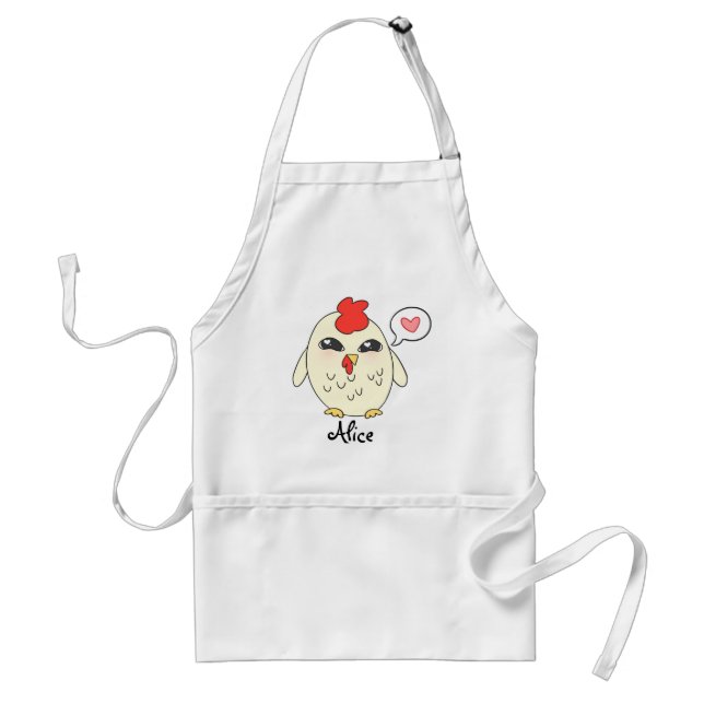Personalized Cute Chicken Adult Apron (Front)
