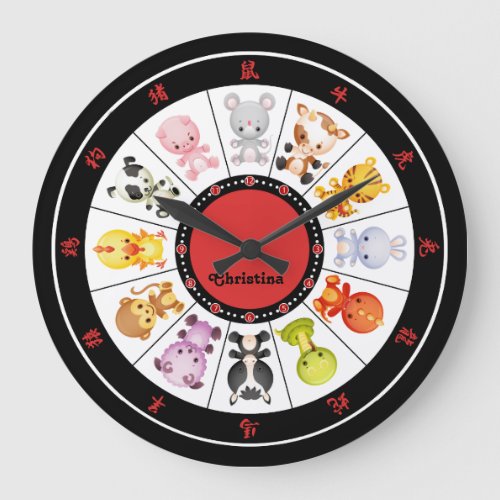 Personalized Cute Chinese Zodiac Circle clocks