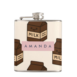 Personalized Cute Chocolate Milk Carton Flask