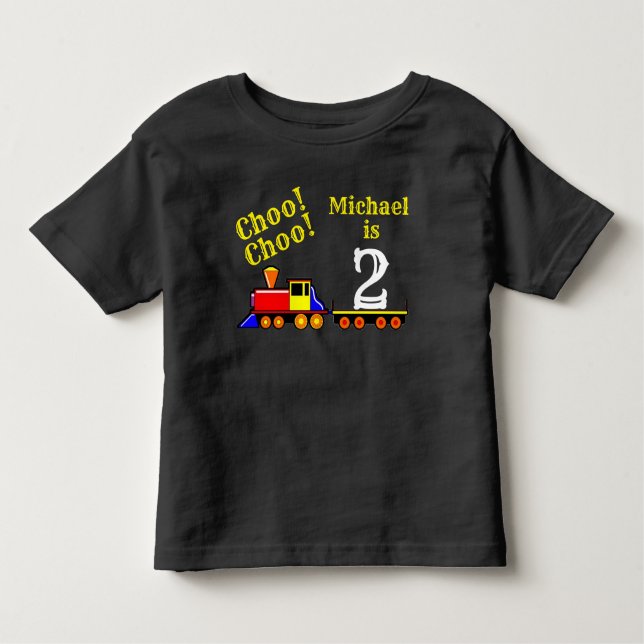 Personalized Cute Choo Choo Birthday Train Toddler T-shirt (Front)