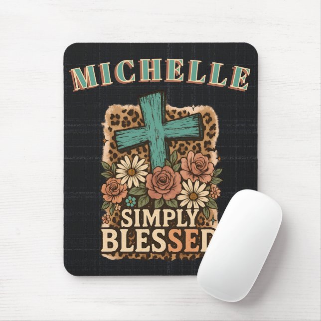 Personalized Cute Christian Simply Blessed Mouse Pad (With Mouse)