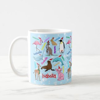 Personalized Cute Christmas Animals in Santa Hats