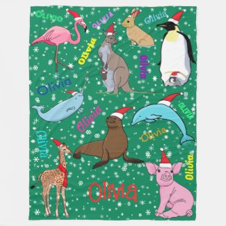Personalized Cute Christmas Animals in Santa Hats