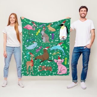 Personalized Cute Christmas Animals in Santa Hats