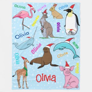 Personalized Cute Christmas Animals in Santa Hats