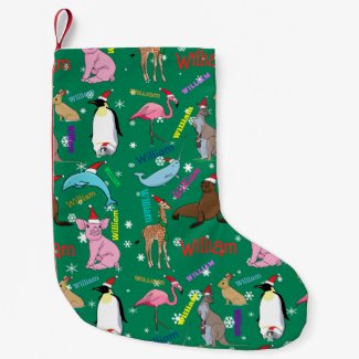 Personalized Cute Christmas Animals in Santa Hats 
