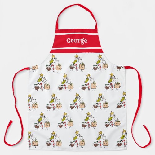 Personalized Cute Christmas Characters Apron