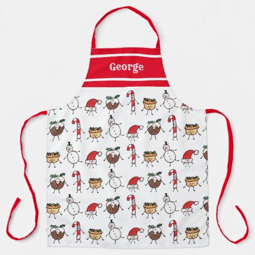 Personalized Cute Christmas Characters Apron