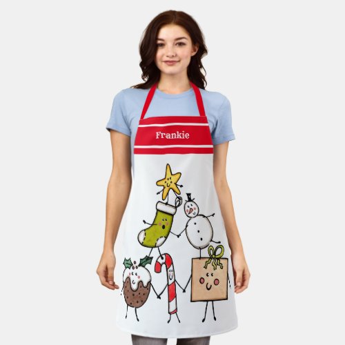 Personalized Cute Christmas Characters Apron