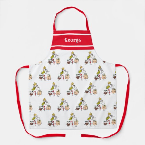 Personalized Cute Christmas Characters Apron