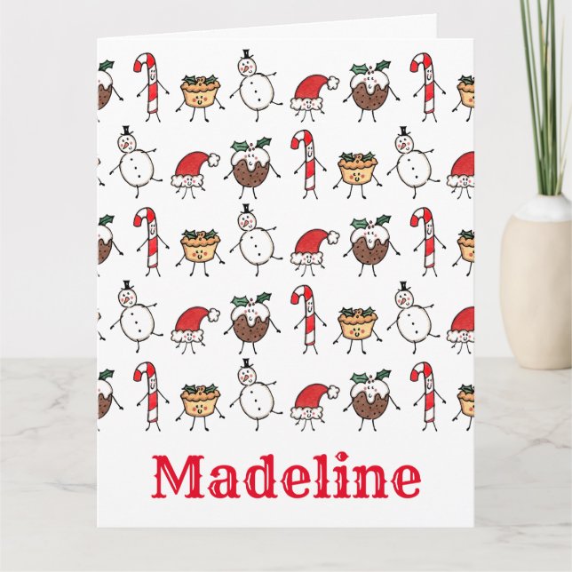 Personalized Cute Christmas Characters Card (Front)