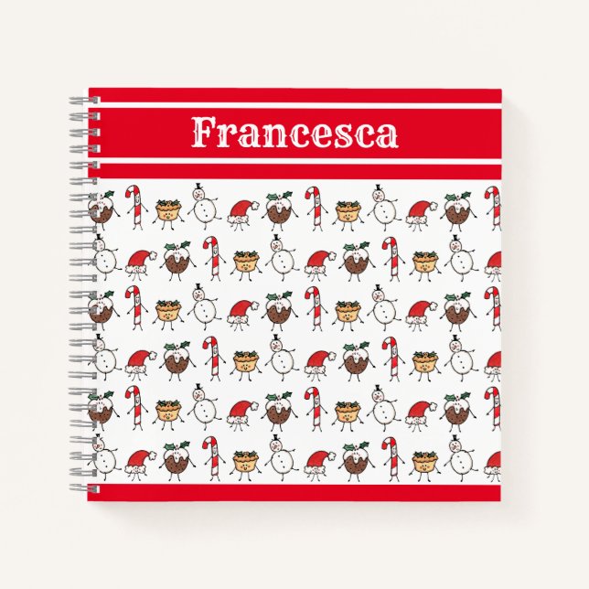 Personalized Cute Christmas Characters Notebook (Front)