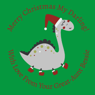 Personalized Cute Christmas Dinosaur In Boots Wrapping Paper