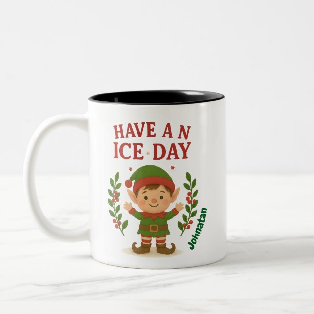  Personalized Cute Christmas Elf Mug  (Left)