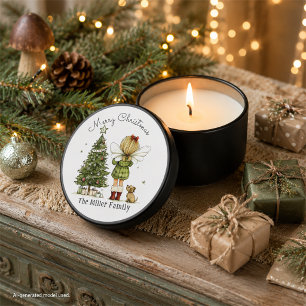 Personalized Cute Christmas Fairy and Puppy Mini Candle Favors