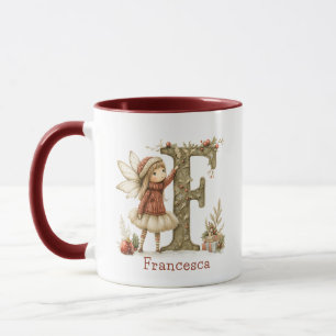 Personalized Cute Christmas Fairy Initial Keepsake Mug