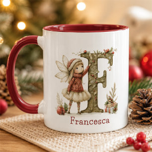 Personalized Cute Christmas Fairy Initial Keepsake Mug