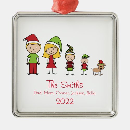 Personalized Cute Christmas Family Metal Ornament
