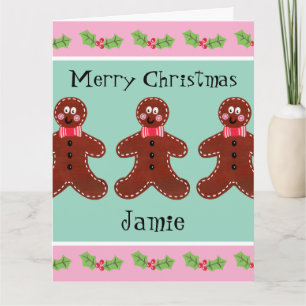 Personalized Cute Christmas Gingerbread Man Card