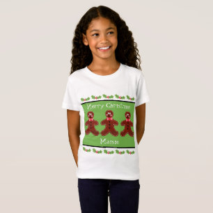 Personalized Cute Christmas Gingerbread Man T-Shirt