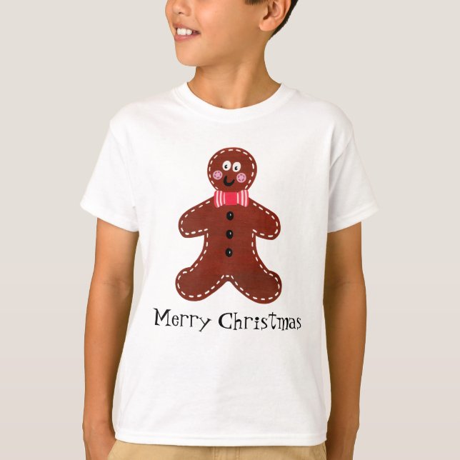 Personalized Cute Christmas Gingerbread Man  T-Shirt (Front)