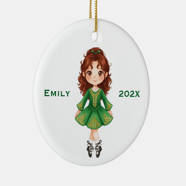 Personalized Cute Christmas Irish Girl Step Dance Ceramic Ornament (Right)
