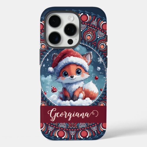 Personalized Cute Christmas Kawaii Fox Dot Mandala