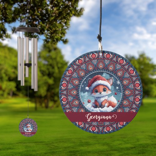 Personalized Cute Christmas Kawaii Fox Dot Mandala Wind Chime