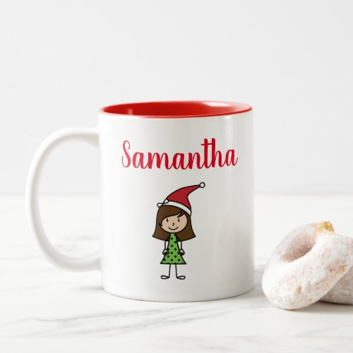 Personalized Cute Christmas Kids Hot Chocolate Two_Tone Coffee Mug