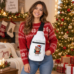 Personalized Cute Christmas Kitten Sling Bag