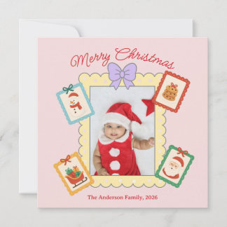 Personalized Cute Christmas Photo Collage Holiday Card