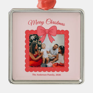 Personalized Cute Christmas Photo Collage Metal Ornament